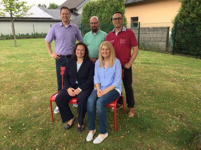 (v.l.n.r.: Sven Koch, Andrea Nahles, Andrej Kühn, Daniela Gröner, Michael Schwab)